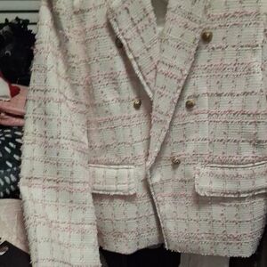 Tweed Blazer Xxl Pink And White Shimmer